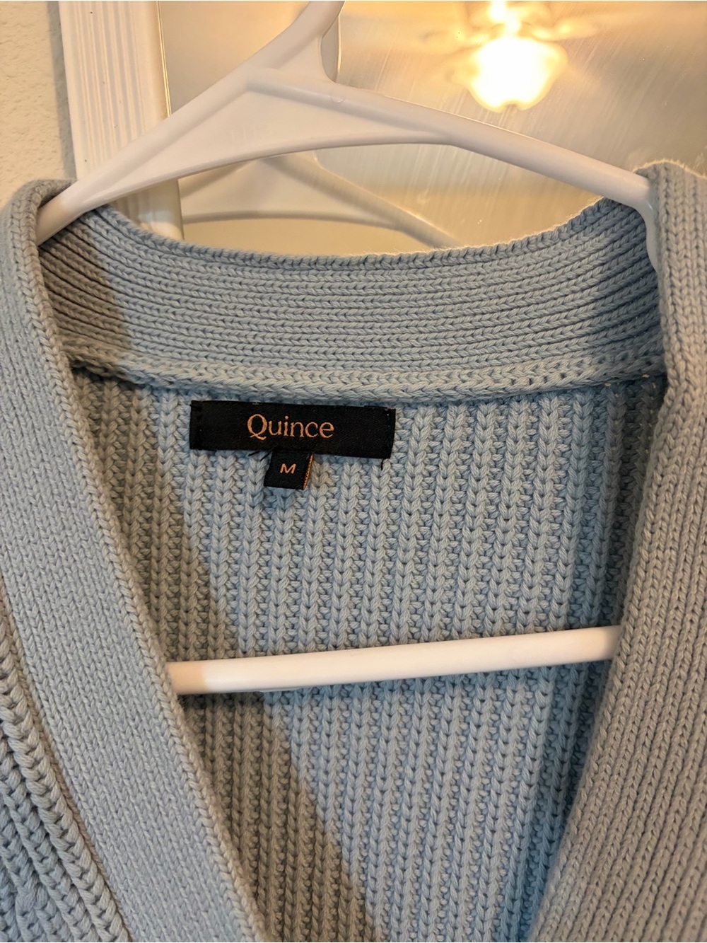 Quince 100% Organic Cotton Fisherman Boxy Cropped Cardigan Sky Blue Medium - Picture 5 of 7